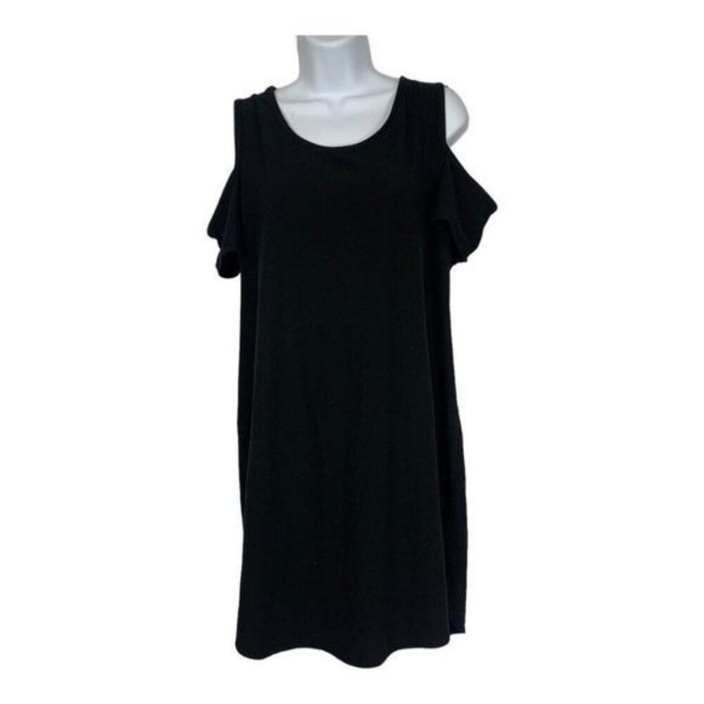 Discreet Womens Black Cold Shoulder Dress Size 2X Relaxed Fit